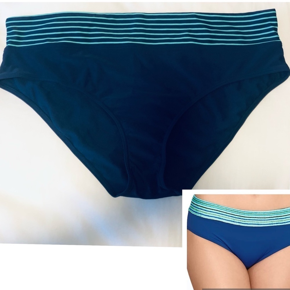 Plus Size 1X (18/20) Navy/Aqua Swim Brief